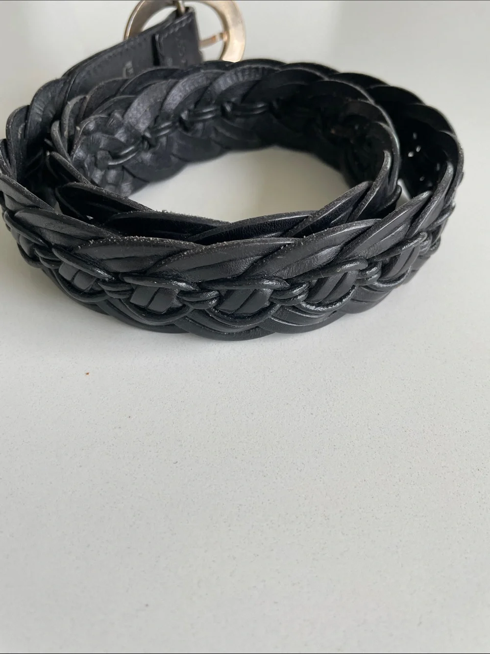 Vintage Brighton Black Braided Leather Belt Style 95703 Medium Western Boho